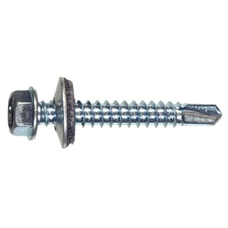 Self-Drilling Screw, 1/4 X 1 X 1 In, Zinc Plated Steel Hex Head Hex Drive